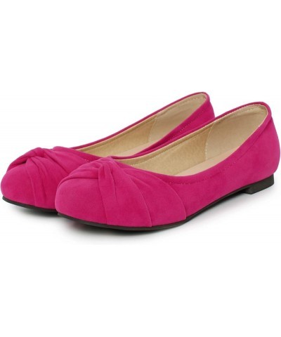 Women Round Toe Slip-on Flats Fuchsia $19.67 Boots