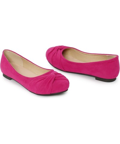 Women Round Toe Slip-on Flats Fuchsia $19.67 Boots