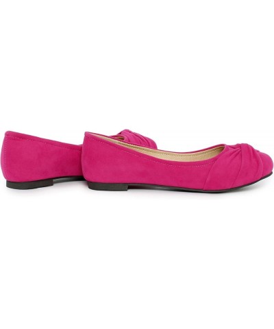 Women Round Toe Slip-on Flats Fuchsia $19.67 Boots