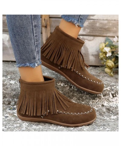 Women's Flat Ankle Boots Ankle Booties for Women Low Heel Dressy Ankle Booties Short Winter Boots Womens Ankle Boots Zb7-coff...