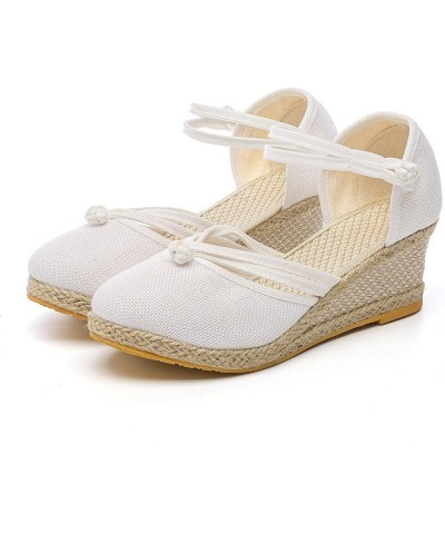 Women Shoes Sandals Platform Wedge Sandals Fashion Versatile Braided Buckle Breathable Dress Sandals for Women Wide White $18...