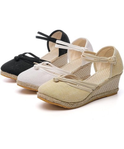 Women Shoes Sandals Platform Wedge Sandals Fashion Versatile Braided Buckle Breathable Dress Sandals for Women Wide White $18...