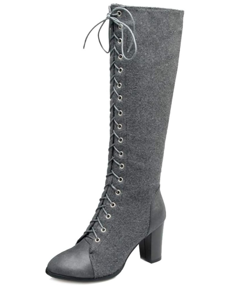 Women Knee High Boots Grey $37.62 Boots