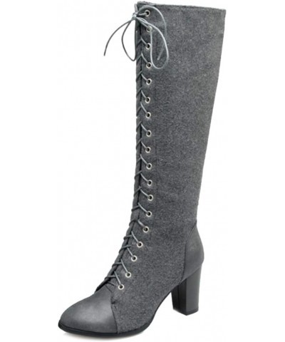 Women Knee High Boots Grey $37.62 Boots