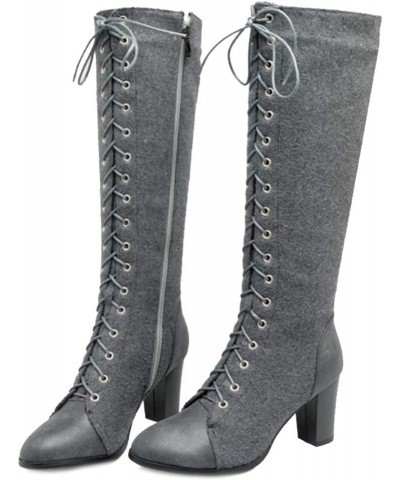 Women Knee High Boots Grey $37.62 Boots