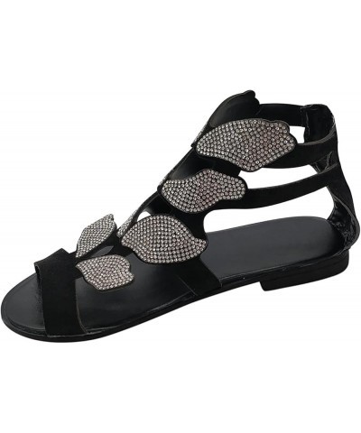 Women's Casual Elastic Ankle Strap Sandal Summer Dress Beach Slide Orthotic Low Platform Flat 158-hyems-black3 $14.13 Sandals