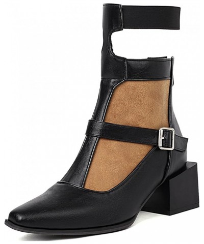 Ankle Boots with Back Zipper and Square Heel for Women Brown $31.31 Boots