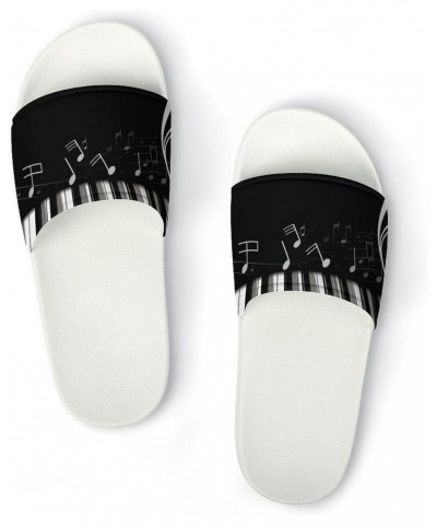 Summer Womens Slipper Home Slippers Black White Musical Note Non-slip Shower Sandals Fashion Sandles for Men $20.23 Slippers