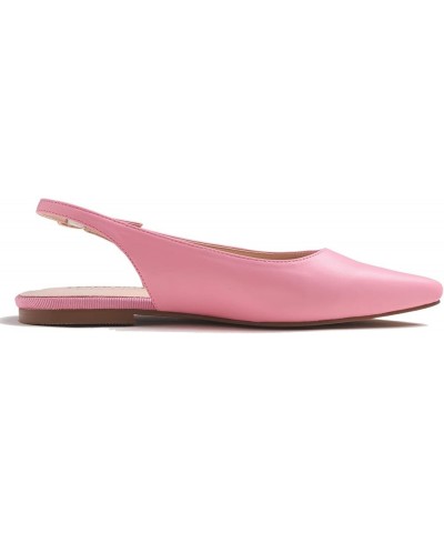 Pointed Toe Casual Slingback Flat Mules Women's Fashion Buckle Strap Slide Summer Slippers Hot Pink Vegan Leather Plain $16.4...