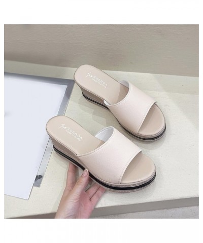 Wedge Sandals Platform Womens Breathable Lace Up Thick Soled Wedges Casual Sandals Z 03-beige $25.24 Sandals