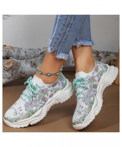 Women Running Sportswear Sneaker Ladies Fashion Breathable Mesh Floral Print Lace Up Thick Sole Casual Sports Shoes Espadrill...