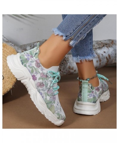 Women Running Sportswear Sneaker Ladies Fashion Breathable Mesh Floral Print Lace Up Thick Sole Casual Sports Shoes Espadrill...