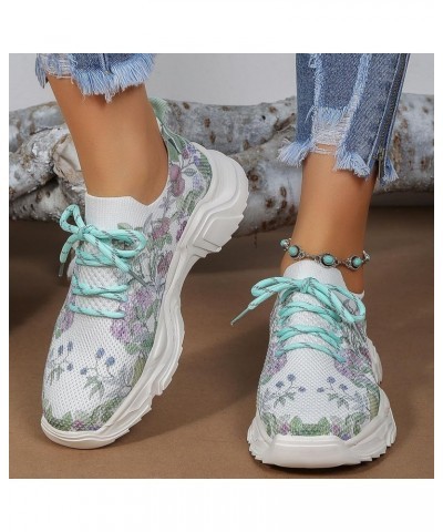 Women Running Sportswear Sneaker Ladies Fashion Breathable Mesh Floral Print Lace Up Thick Sole Casual Sports Shoes Espadrill...