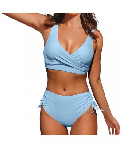 X Carve Pro Waisted Bikini Sexy Push Up Two Piece Swimsuits Vintage Swimsuit Two Piece Retro Women Swimsuit Size Light Blue➤➤...