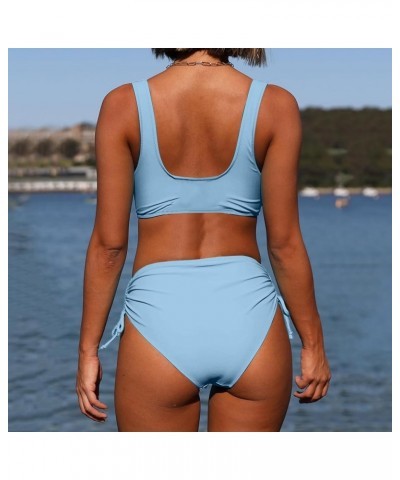 X Carve Pro Waisted Bikini Sexy Push Up Two Piece Swimsuits Vintage Swimsuit Two Piece Retro Women Swimsuit Size Light Blue➤➤...