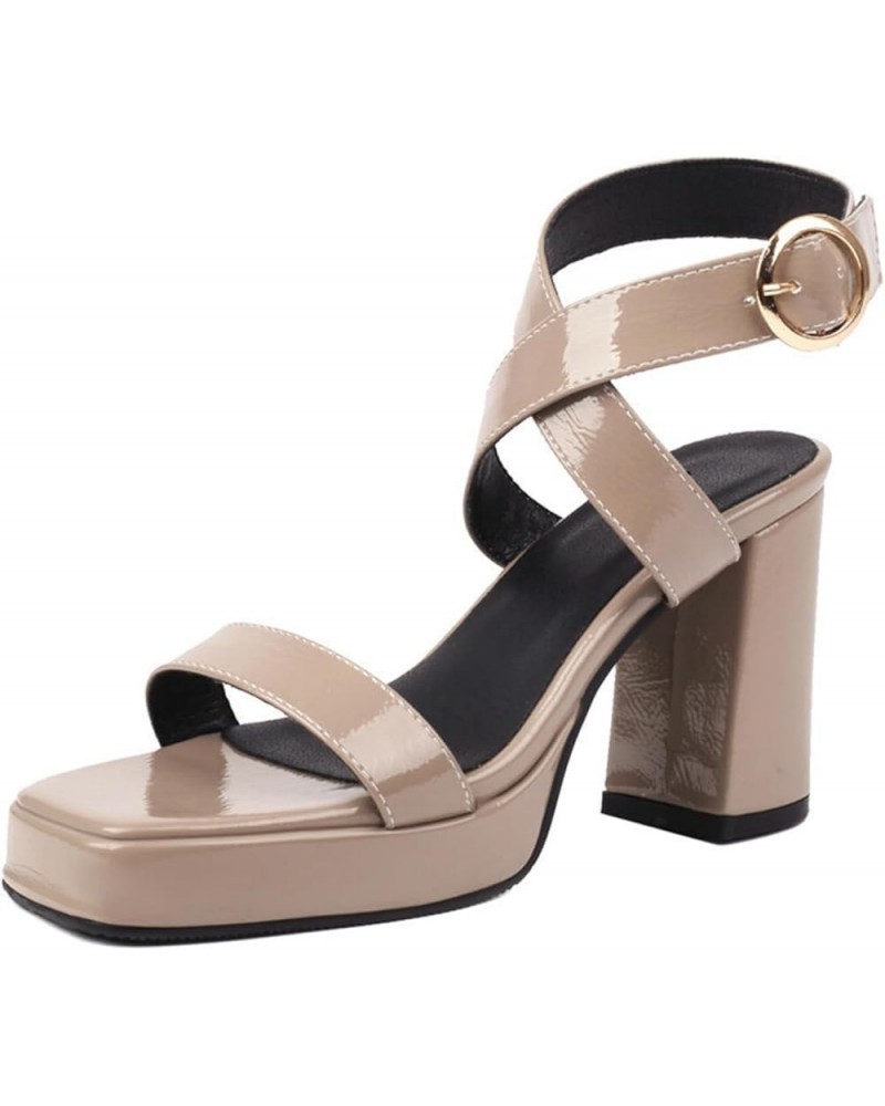 Women's Block Heeled Sandals,Chunky Heels Sandals Open Toe Ankle Strap Dressy Heels Party Wedding Homecoming Shoes Nude $24.8...