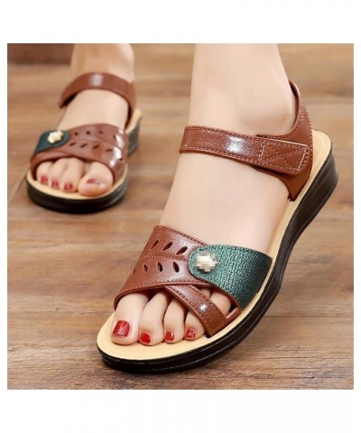 Women Sandals Ladies Comfortable Flat Sandals Open Toe Beach Shoes Mother Sandals Large Size 5 4 $15.00 Sandals