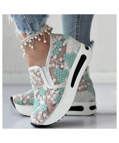 Women's Platform Sneakers Fashion Ladies Fashion Breathable Lace Mesh Flower Embroidery Round Head Thick Bottom Comfortable S...