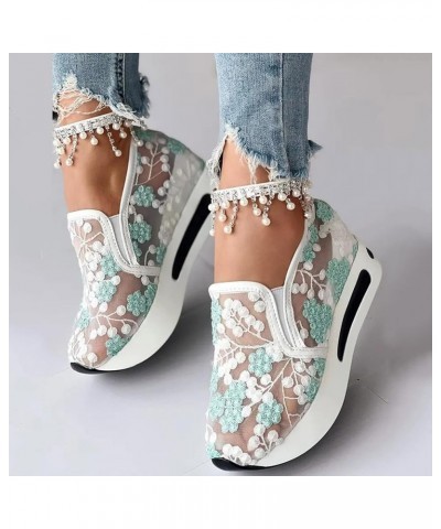 Women's Platform Sneakers Fashion Ladies Fashion Breathable Lace Mesh Flower Embroidery Round Head Thick Bottom Comfortable S...