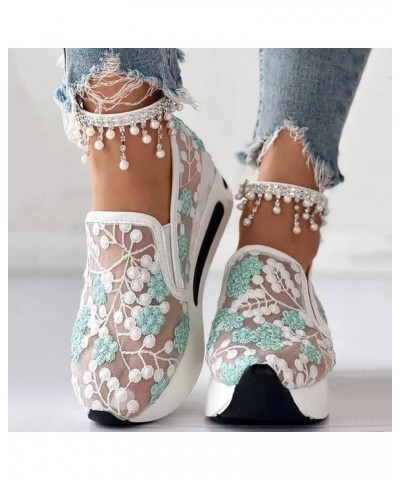 Women's Platform Sneakers Fashion Ladies Fashion Breathable Lace Mesh Flower Embroidery Round Head Thick Bottom Comfortable S...