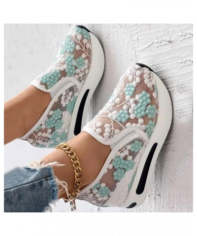 Women's Platform Sneakers Fashion Ladies Fashion Breathable Lace Mesh Flower Embroidery Round Head Thick Bottom Comfortable S...