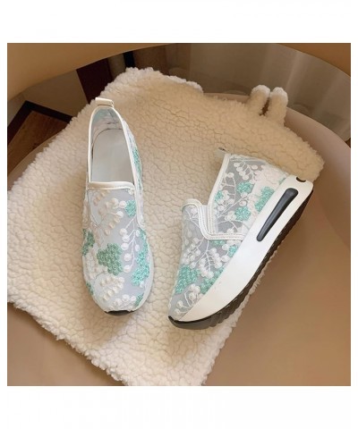 Women's Platform Sneakers Fashion Ladies Fashion Breathable Lace Mesh Flower Embroidery Round Head Thick Bottom Comfortable S...