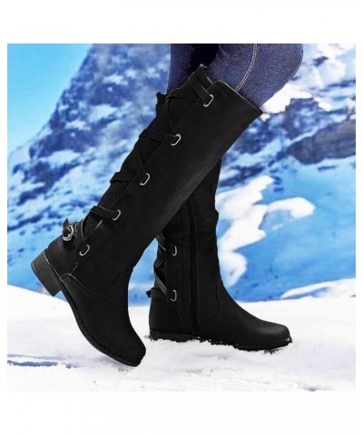 Winter Boots for Women Cowgirl Pointed Toe Mid Calf Boots Platform High Heels Shoes Cowboy Casual Winter Snow Boots Black $10...