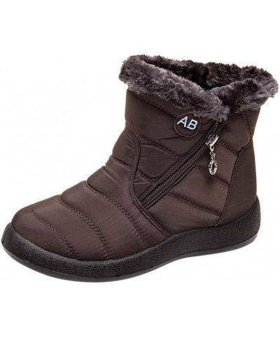 Women's Snow Boots Winter Ankle Short Bootie Waterproof Footwear Warm Shoes Women Tall Boots Brown $16.85 Outdoor Shoes