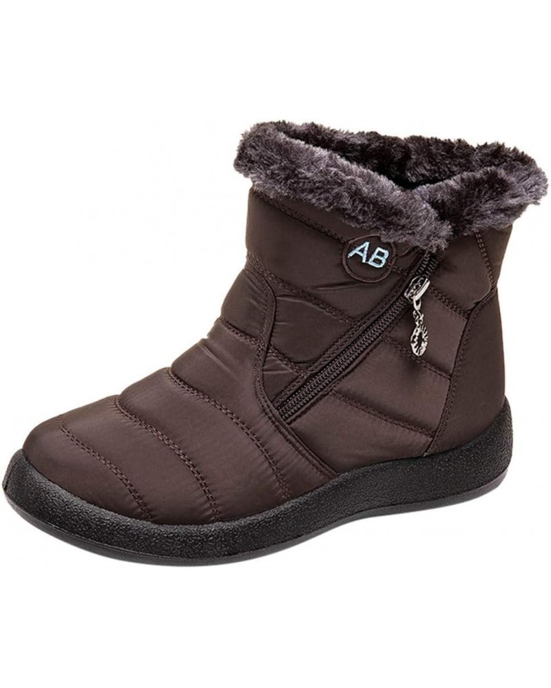 Women's Snow Boots Winter Ankle Short Bootie Waterproof Footwear Warm Shoes Women Tall Boots Brown $16.85 Outdoor Shoes