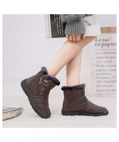 Women's Snow Boots Winter Ankle Short Bootie Waterproof Footwear Warm Shoes Women Tall Boots Brown $16.85 Outdoor Shoes