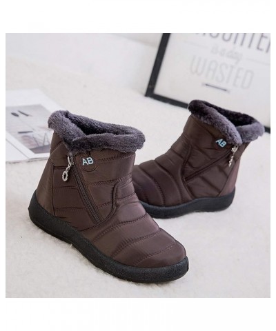 Women's Snow Boots Winter Ankle Short Bootie Waterproof Footwear Warm Shoes Women Tall Boots Brown $16.85 Outdoor Shoes