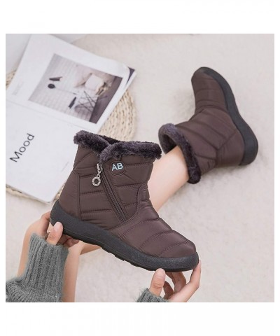 Women's Snow Boots Winter Ankle Short Bootie Waterproof Footwear Warm Shoes Women Tall Boots Brown $16.85 Outdoor Shoes