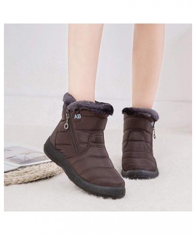 Women's Snow Boots Winter Ankle Short Bootie Waterproof Footwear Warm Shoes Women Tall Boots Brown $16.85 Outdoor Shoes