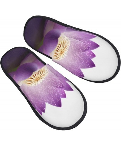 lotus flower Purple Printed Slippers Cozy Indoor Slide Unisex House Slippers Soft Plush Slip-on Slippers Black $37.55 Slippers