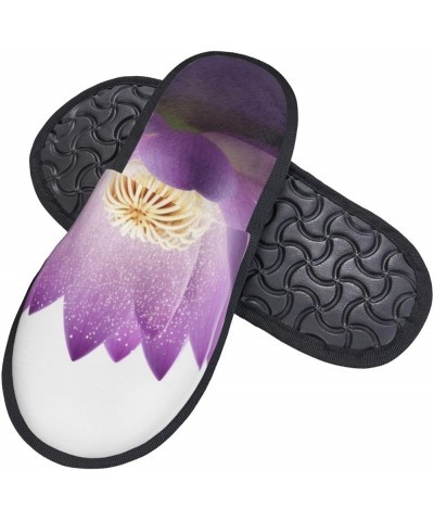 lotus flower Purple Printed Slippers Cozy Indoor Slide Unisex House Slippers Soft Plush Slip-on Slippers Black $37.55 Slippers