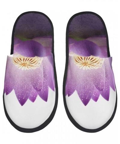 lotus flower Purple Printed Slippers Cozy Indoor Slide Unisex House Slippers Soft Plush Slip-on Slippers Black $37.55 Slippers