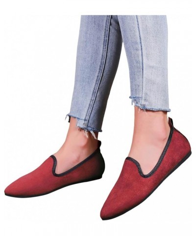 Women Loafers Flat Shoes Comfortable Lightweight Non Slip Dress Shoes for Women Casual Slip On Flat Shoes Red $14.39 Loafers ...