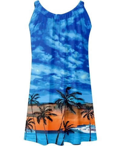 Dresses for Women 2024, Women's Hawaiian Tropical Printed Halter Neck Sleeveless Beach Summer Dress, S XXXL 1- Sky Blue $10.0...