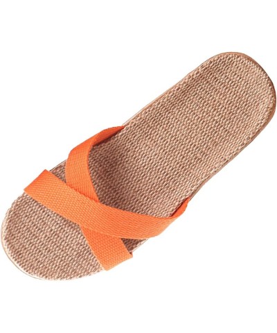 Ladies Hiking Sandals Summer Linen Home Couple Indoor Shoes Wood Floor Silent Home Non Slip Thick Sole Slippers Orange $9.98 ...