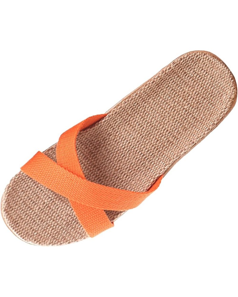 Ladies Hiking Sandals Summer Linen Home Couple Indoor Shoes Wood Floor Silent Home Non Slip Thick Sole Slippers Orange $9.98 ...