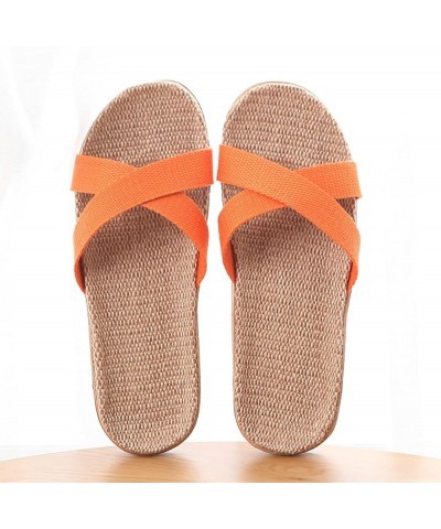 Ladies Hiking Sandals Summer Linen Home Couple Indoor Shoes Wood Floor Silent Home Non Slip Thick Sole Slippers Orange $9.98 ...