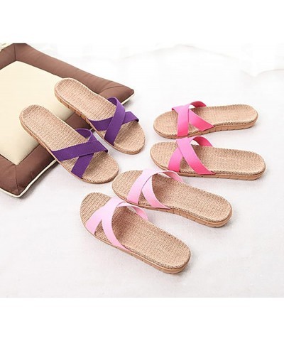 Ladies Hiking Sandals Summer Linen Home Couple Indoor Shoes Wood Floor Silent Home Non Slip Thick Sole Slippers Orange $9.98 ...