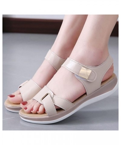 Fashion Summer Women Sandals Flat Thick Bottom Open Toe Hook Loop Solid Color Casual Sandals for Women Memory Foam (White, 9)...