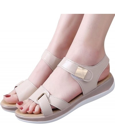 Fashion Summer Women Sandals Flat Thick Bottom Open Toe Hook Loop Solid Color Casual Sandals for Women Memory Foam (White, 9)...