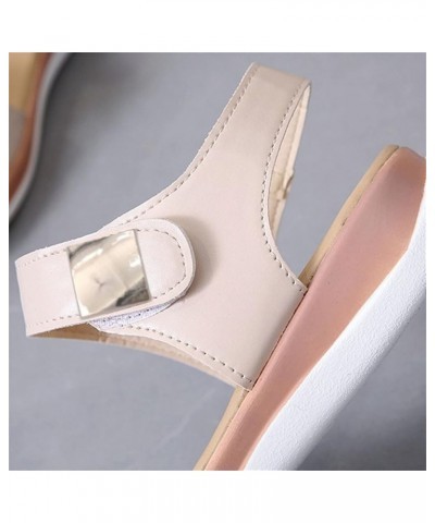 Fashion Summer Women Sandals Flat Thick Bottom Open Toe Hook Loop Solid Color Casual Sandals for Women Memory Foam (White, 9)...