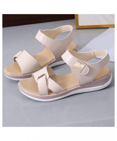 Fashion Summer Women Sandals Flat Thick Bottom Open Toe Hook Loop Solid Color Casual Sandals for Women Memory Foam (White, 9)...