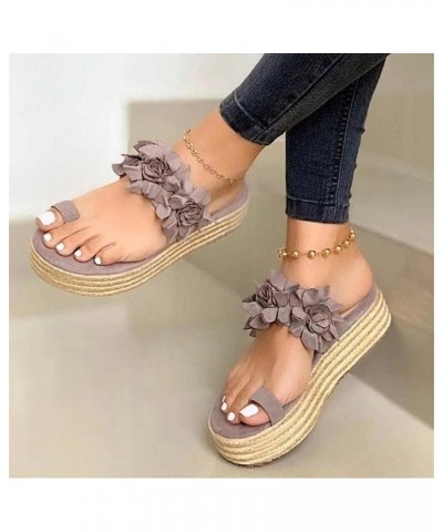 Sandals for Women Summer Bunion Correction Sandals ​Flip Flops with Arch Support Casual Wedge PU Leather Summer Open Toe Sand...