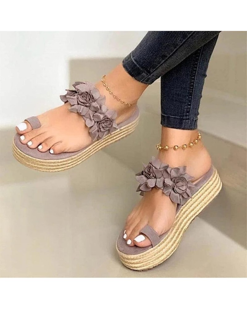 Sandals for Women Summer Bunion Correction Sandals ​Flip Flops with Arch Support Casual Wedge PU Leather Summer Open Toe Sand...