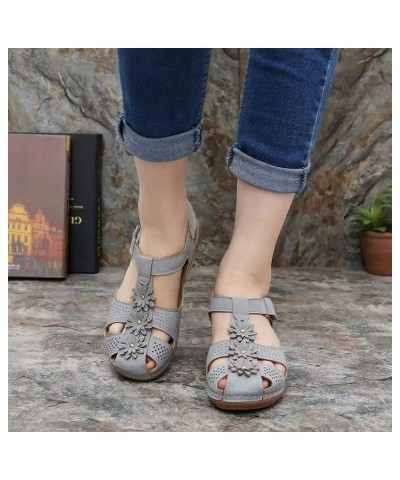 Vintage Work Shoes Women Casual Woman Shoes Comfortable Casual Womens Slip On Tennis Shoes Plus Size Flower Cutout Grey $15.2...