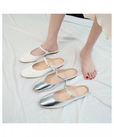 Foreign Trade Large Size Small Fragrant Style Flat Bottom Slippers 2024 New Mary Jane Style Women's Water Sandals Silver $9.3...